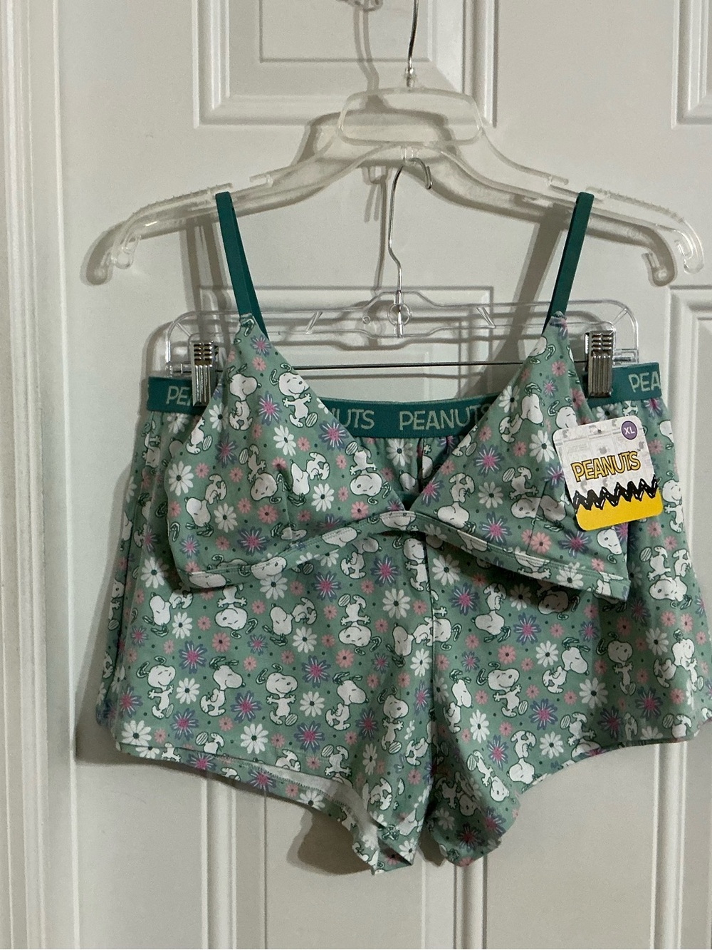 Peanuts Snoopy Floral Pajama Set - Mint Green